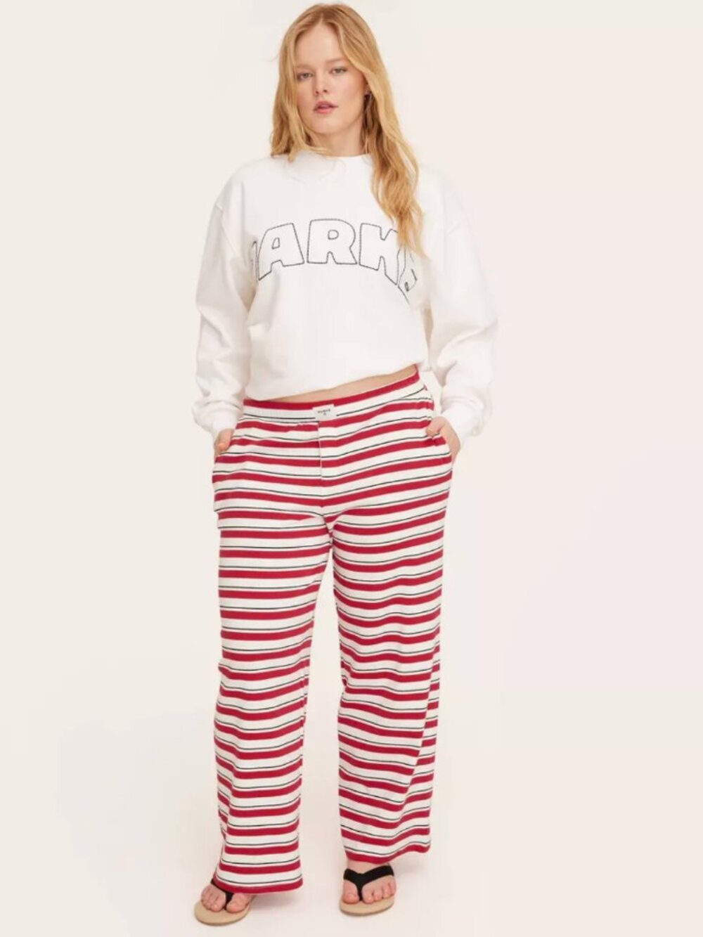 Parke x Target High-Rise Boxer Knit Pants Red/Navy Striped Size Medium NWT - Picture 2 of 3